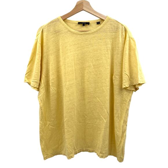Vince L butter yellow linen short sleeve mens tee - Picture 1 of 4